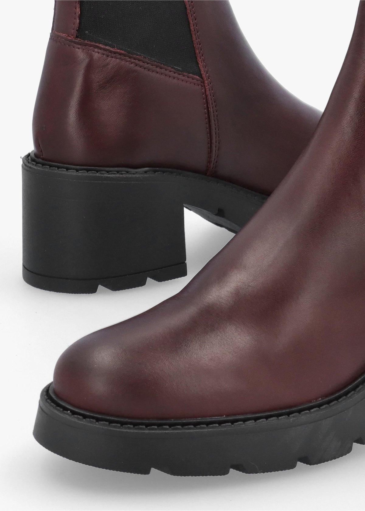 Luxor Burgundy Leather Block Heel Chelsea Boots