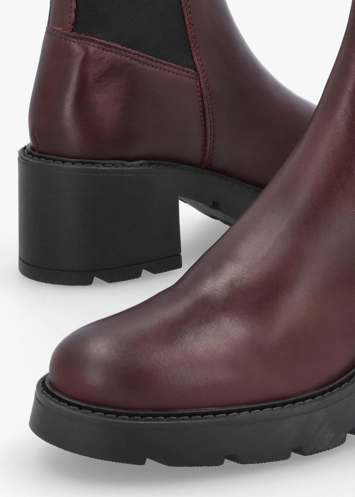 Daniel Luxor Burgundy Leather Block Heel Chelsea Boots