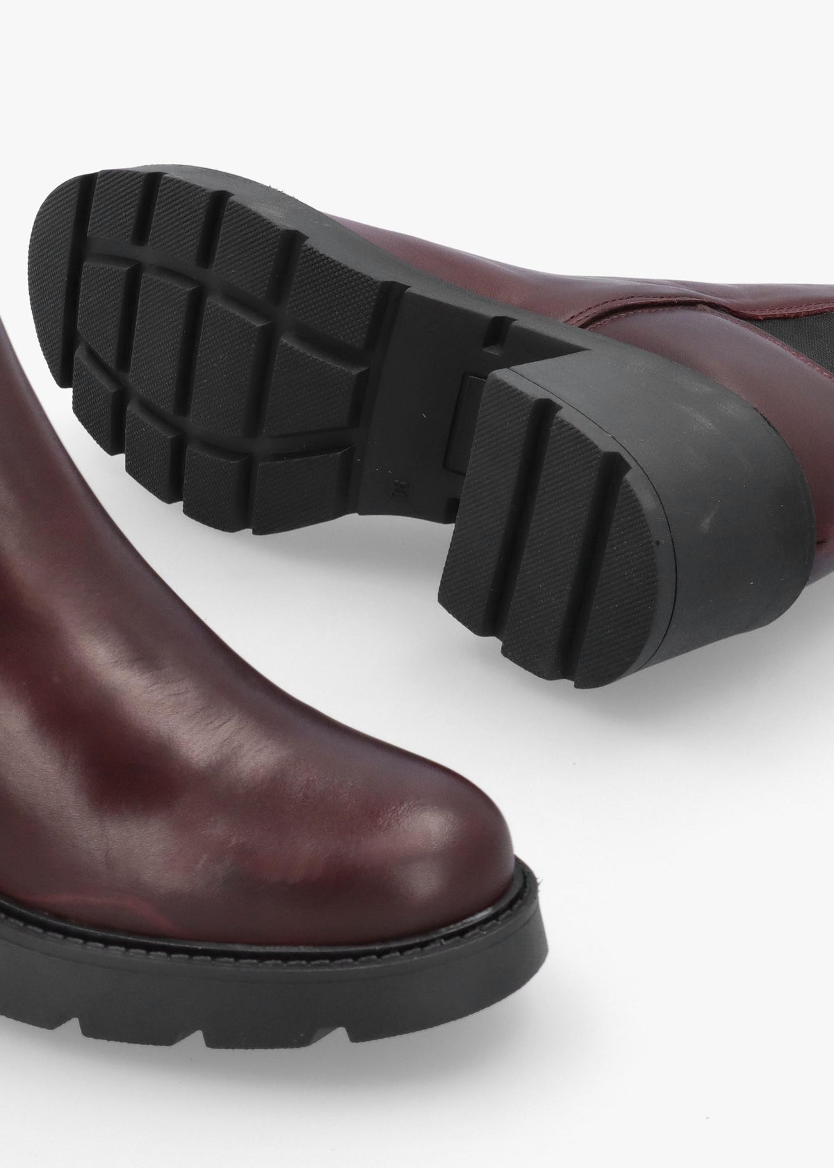 Luxor Burgundy Leather Block Heel Chelsea Boots