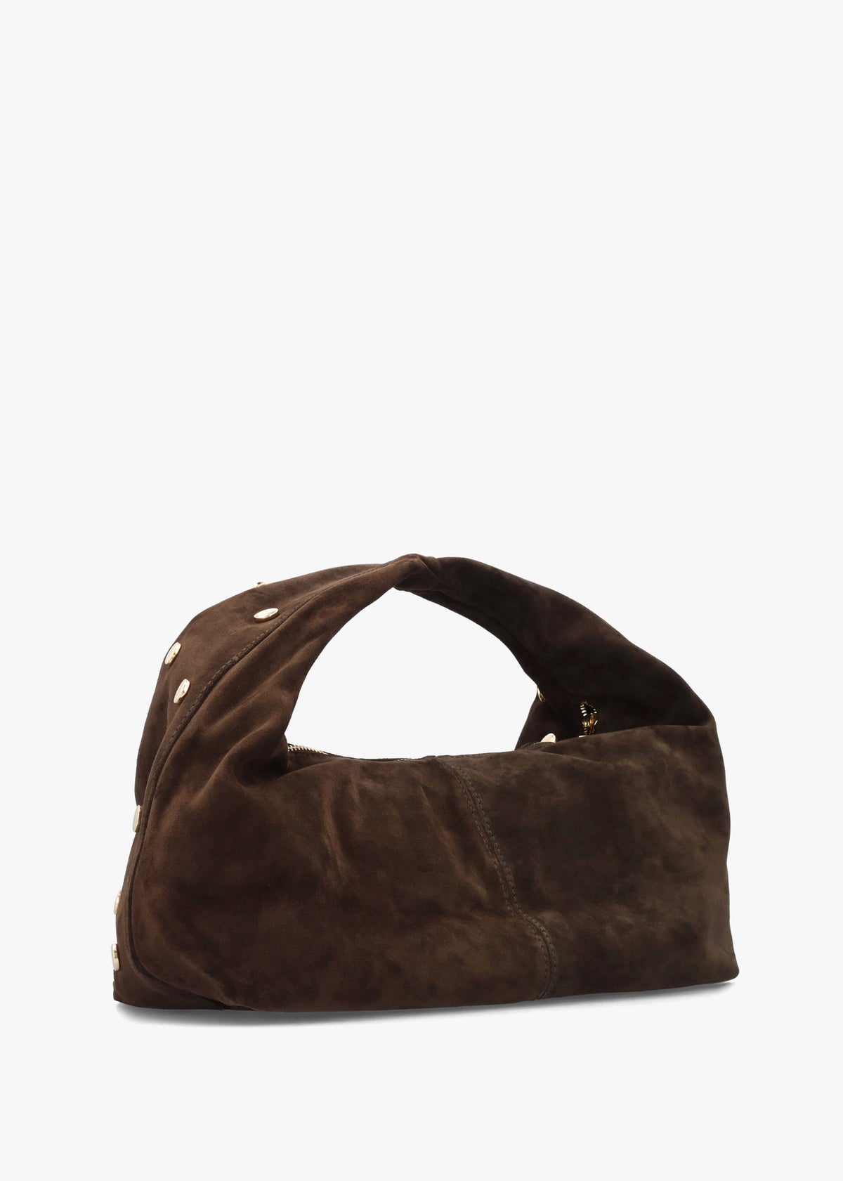 Maci Brown Suede Studded Shoulder Bag