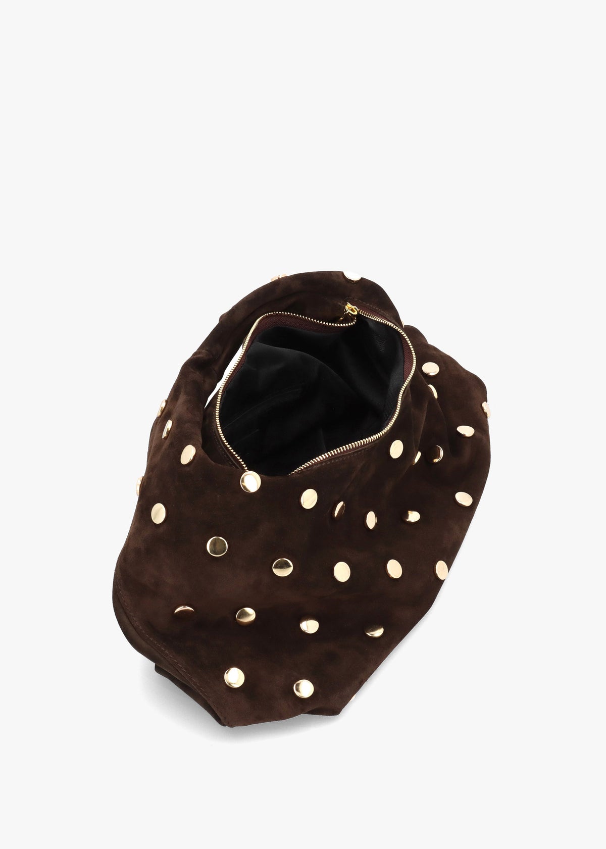 Maci Brown Suede Studded Shoulder Bag