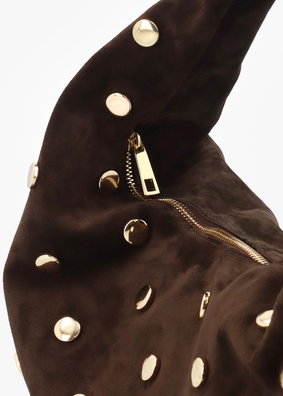 Maci Brown Suede Studded Shoulder Bag