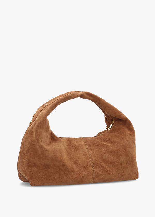 Maci Tan Suede Studded Shoulder Bag
