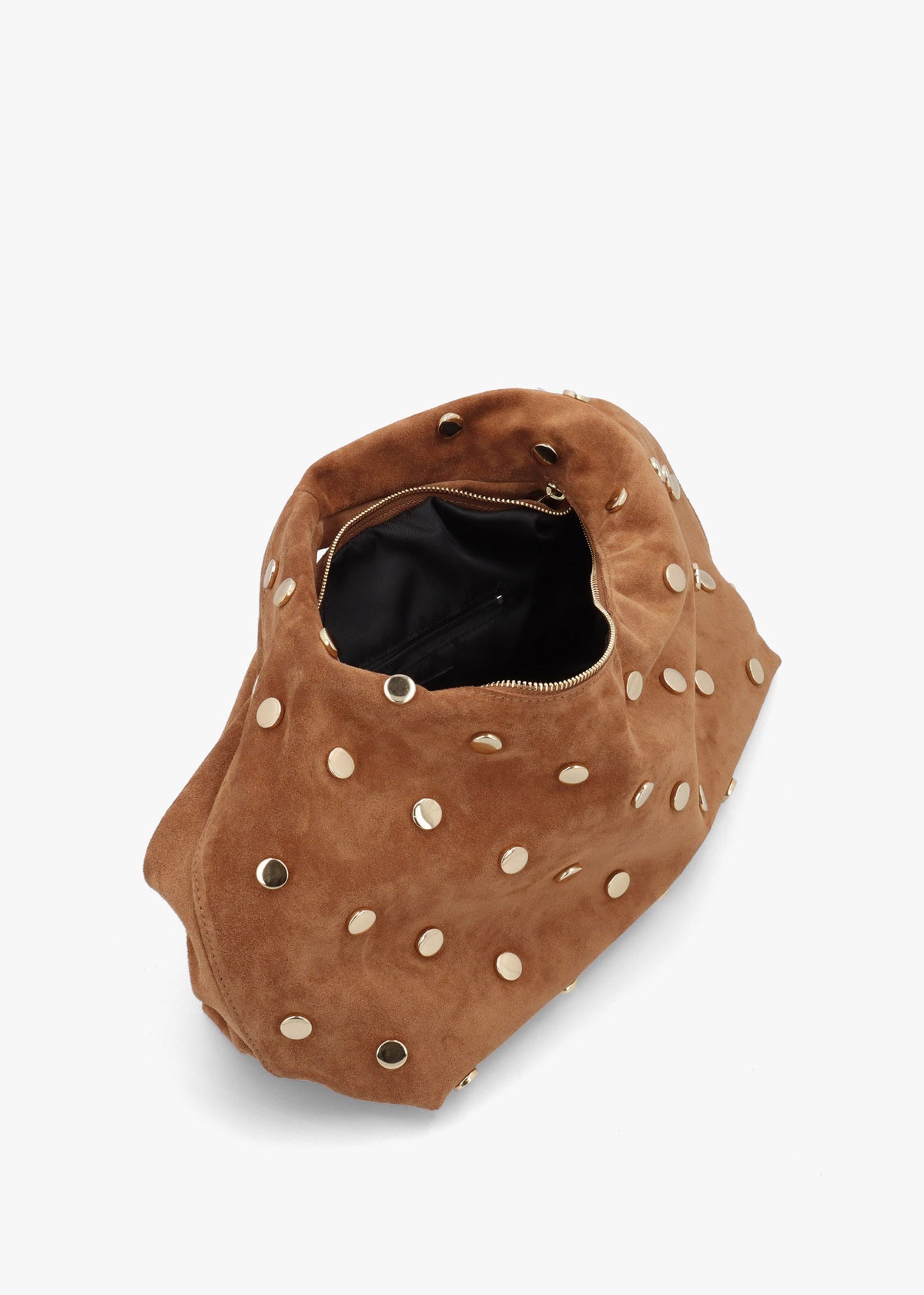 Maci Tan Suede Studded Shoulder Bag