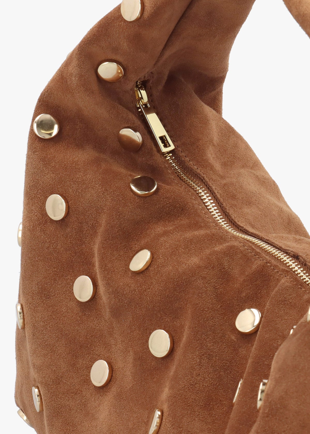 Maci Tan Suede Studded Shoulder Bag