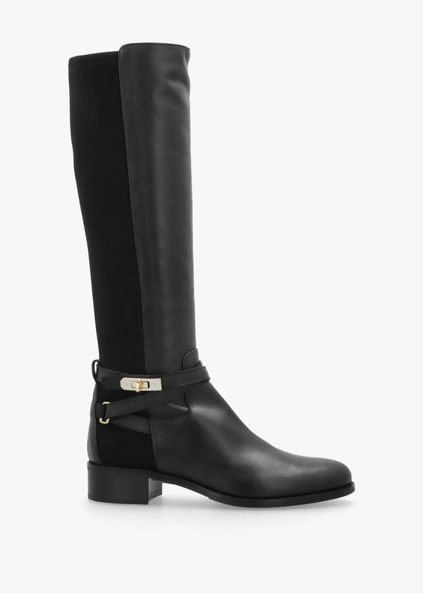 Madrina Black Leather Riding Knee Boots