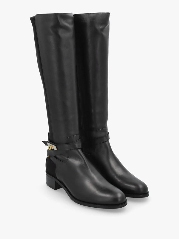 Daniel Madrina Black Leather Riding Knee Boots