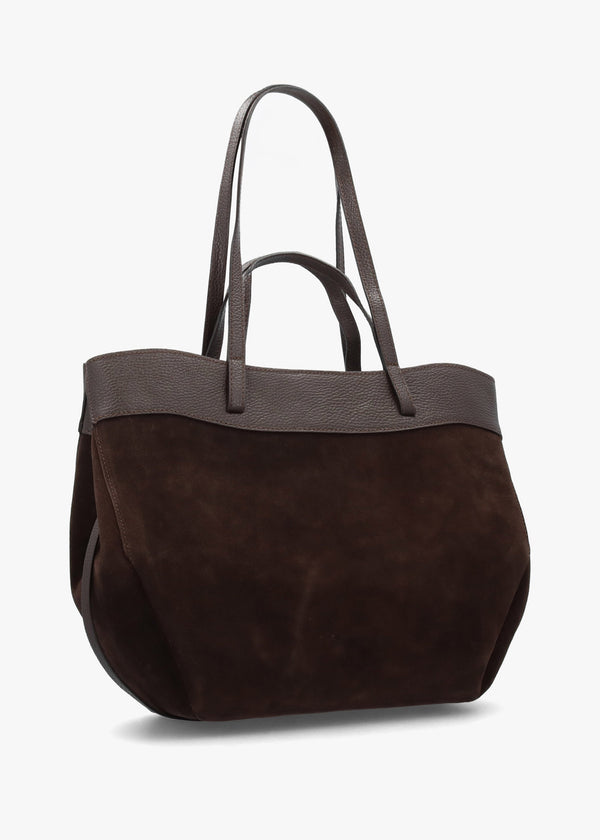 Maida Brown Suede Shoulder Bag With Pouch