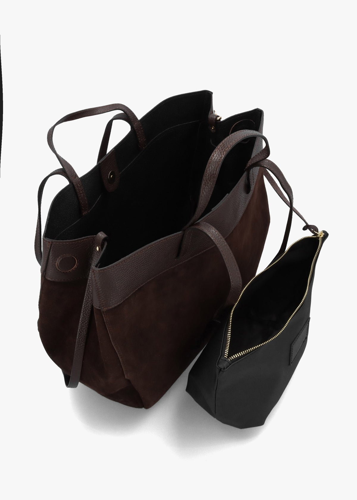 Maida Brown Suede Shoulder Bag With Pouch
