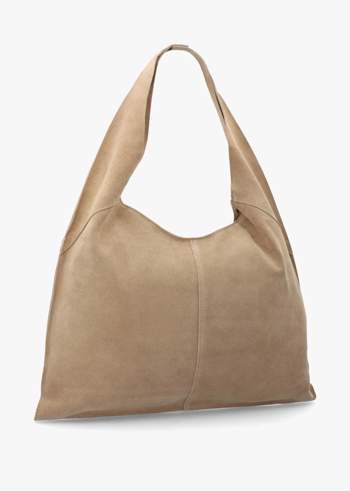 Maive Beige Suede Slouchy Shoulder Bag