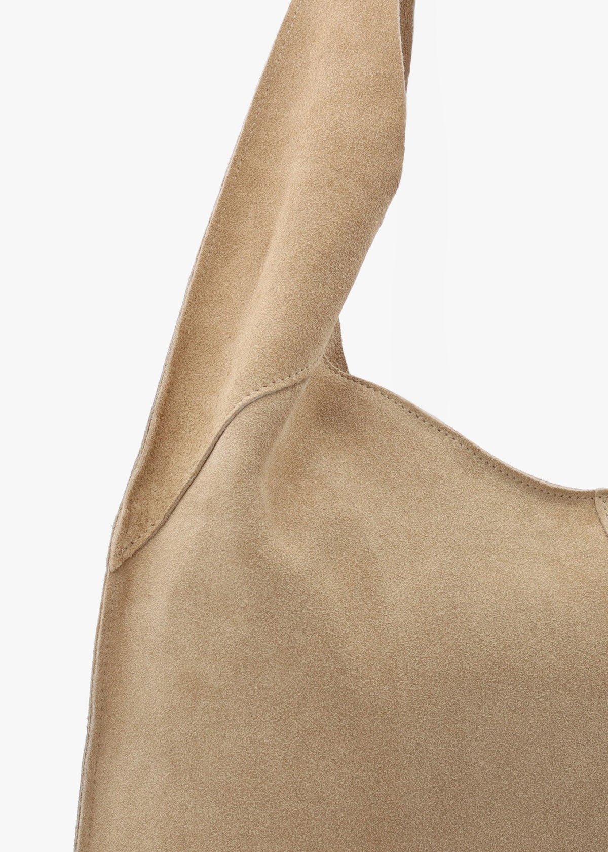 Maive Beige Suede Slouchy Shoulder Bag