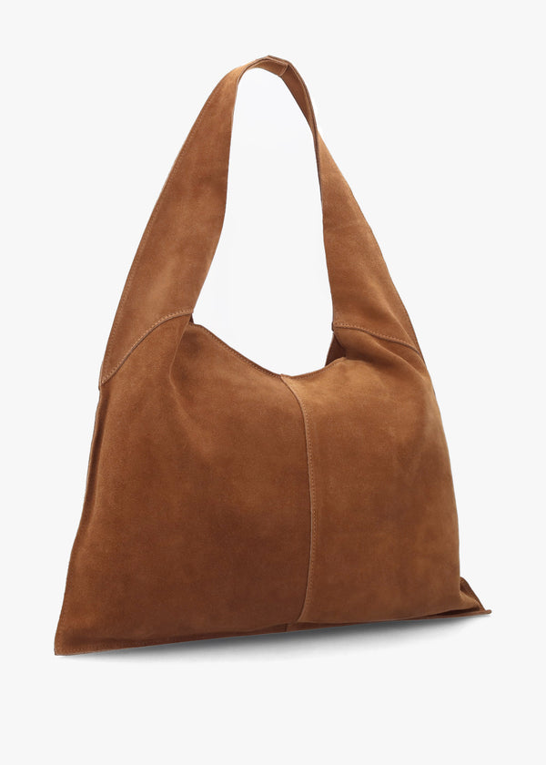 Maive Tan Suede Slouchy Shoulder Bag