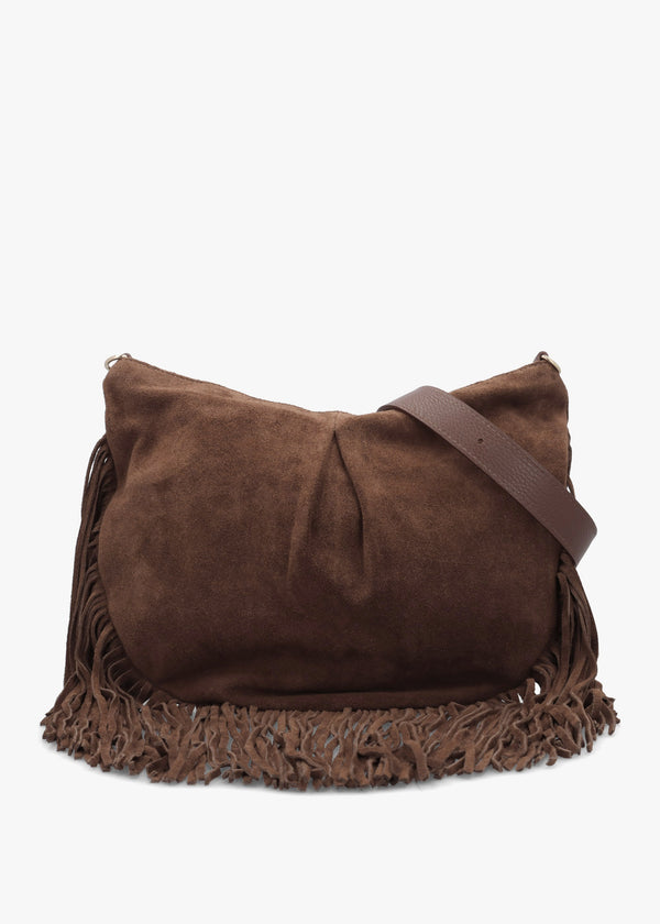 Makala Brown Suede Fringed Boho Bag