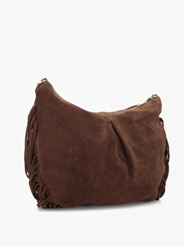 Makala Brown Suede Fringed Boho Bag