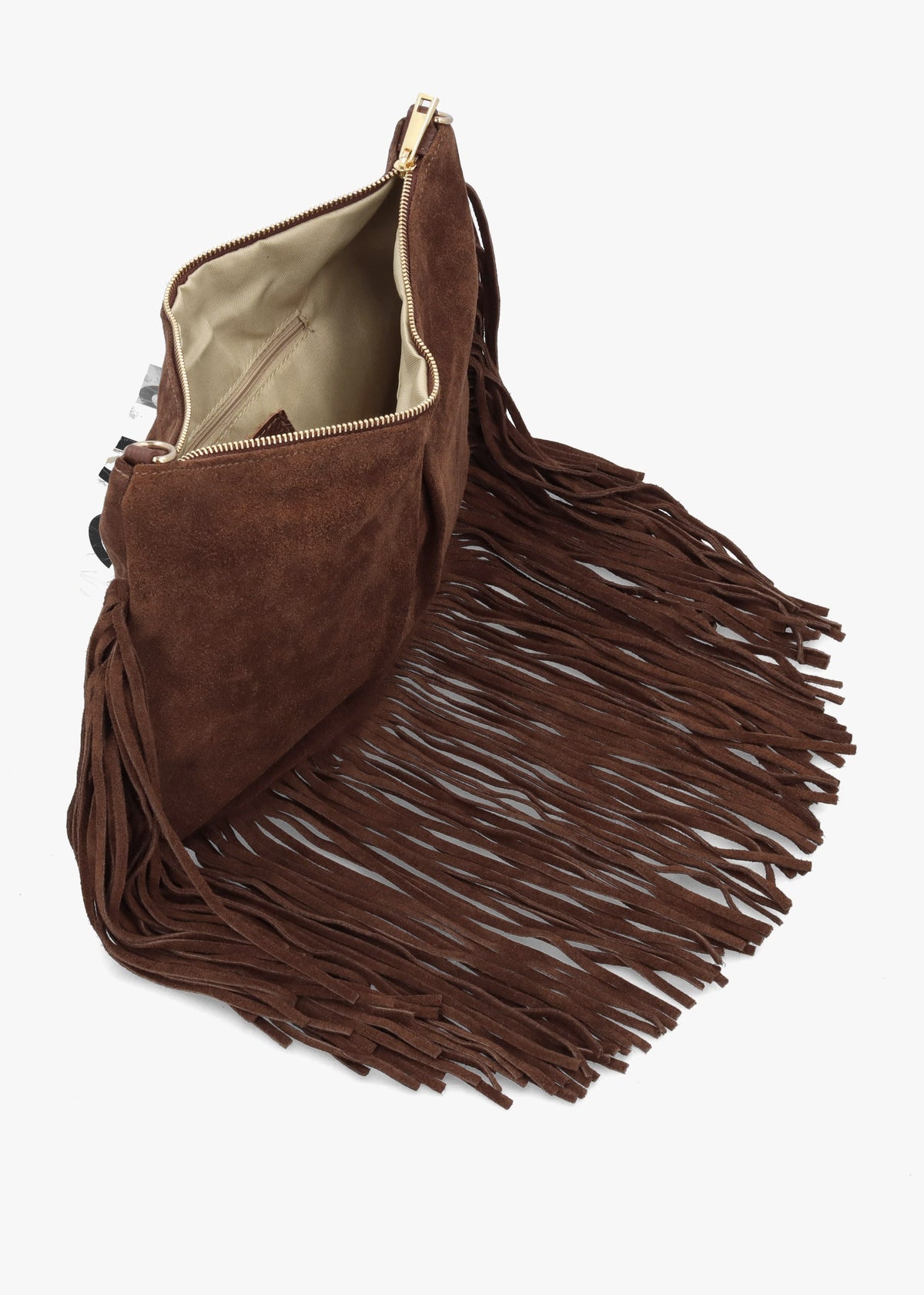 Makala Brown Suede Fringed Boho Bag