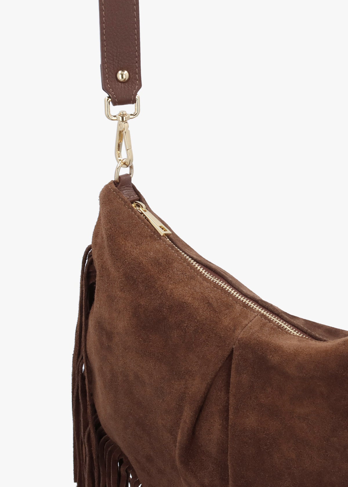 Makala Brown Suede Fringed Boho Bag