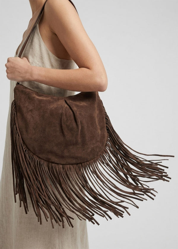 Makala Brown Suede Fringed Boho Bag