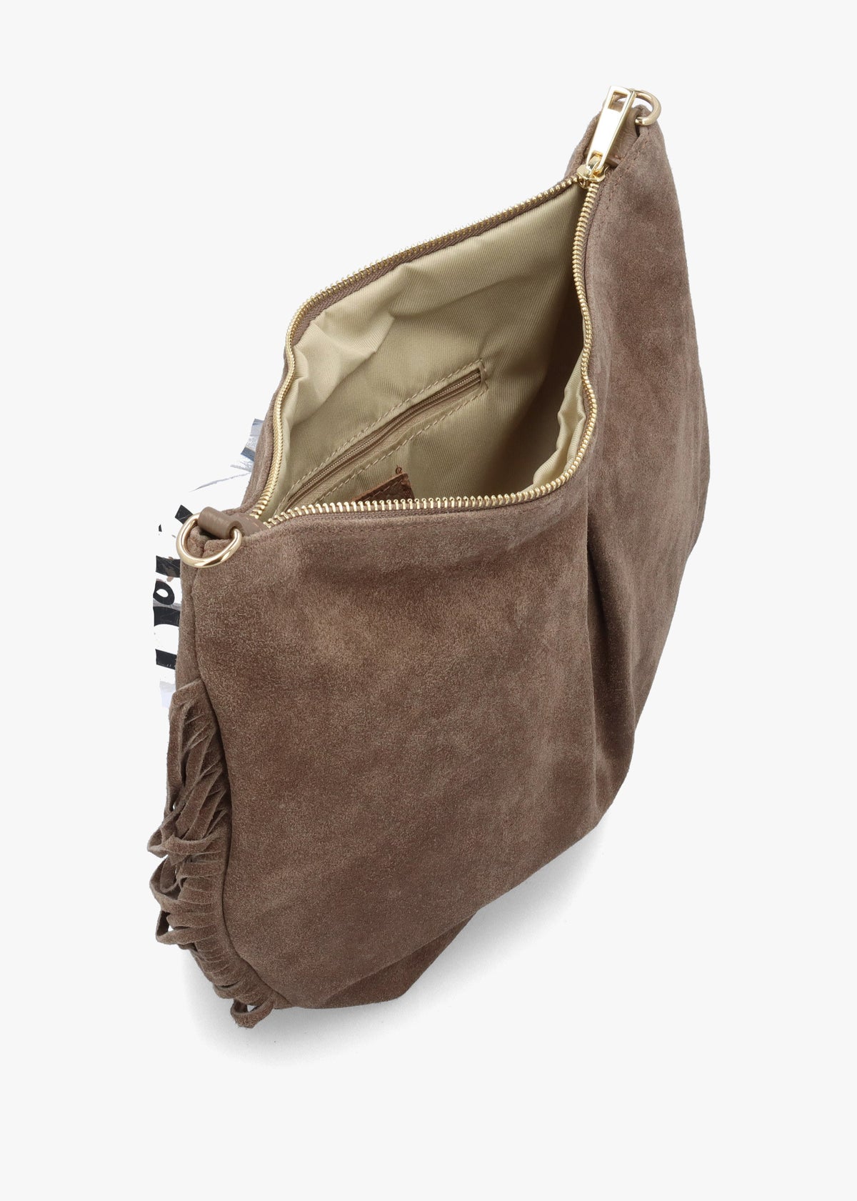 Makala Taupe Suede Fringed Boho Bag