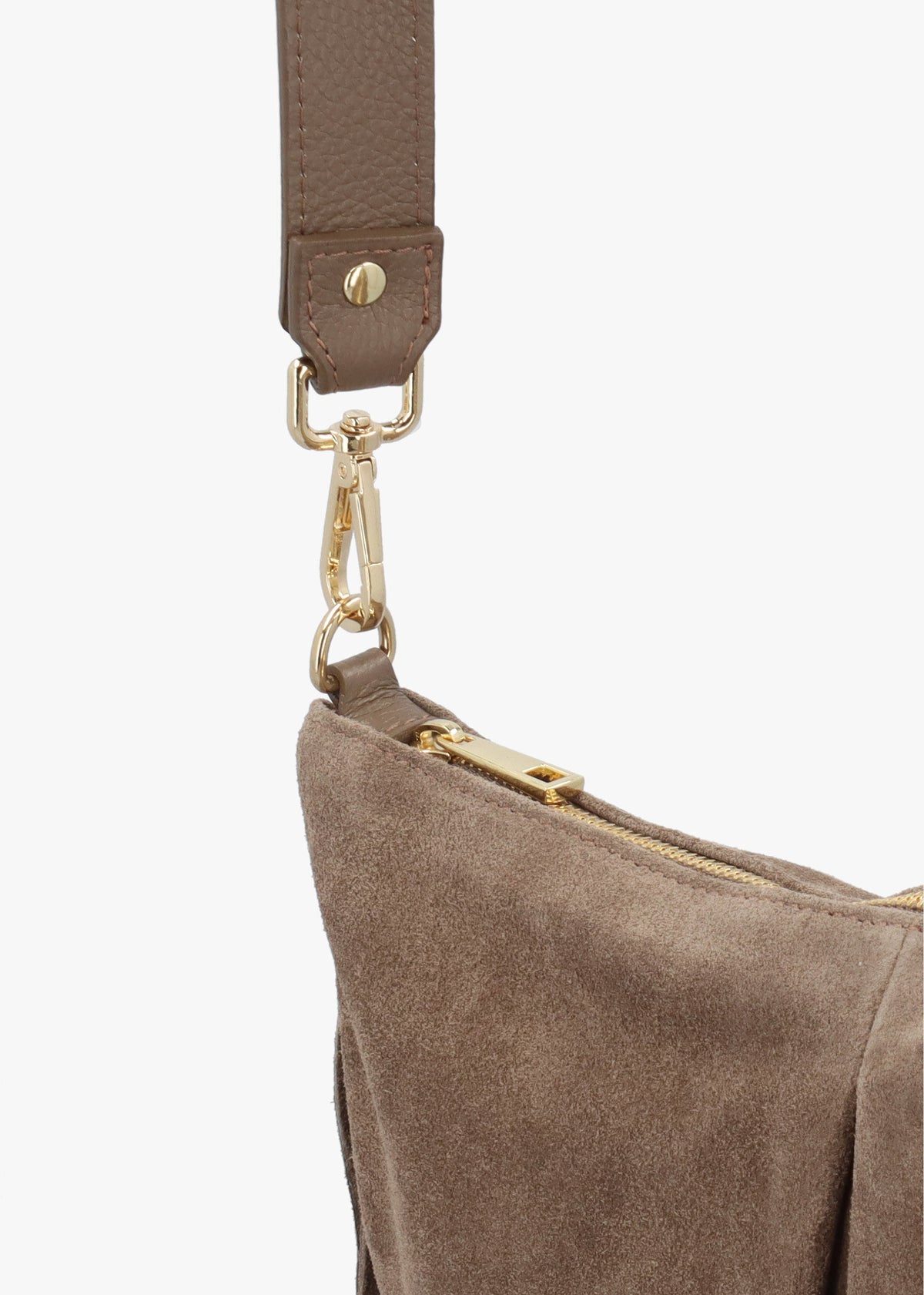 Makala Taupe Suede Fringed Boho Bag