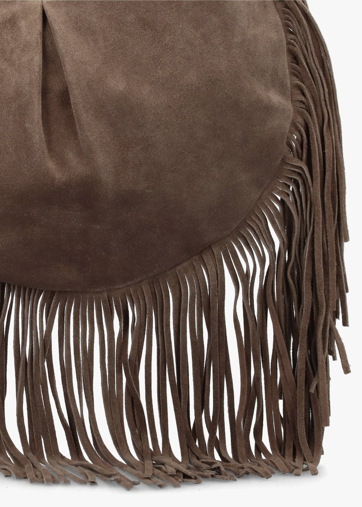 Makala Taupe Suede Fringed Boho Bag