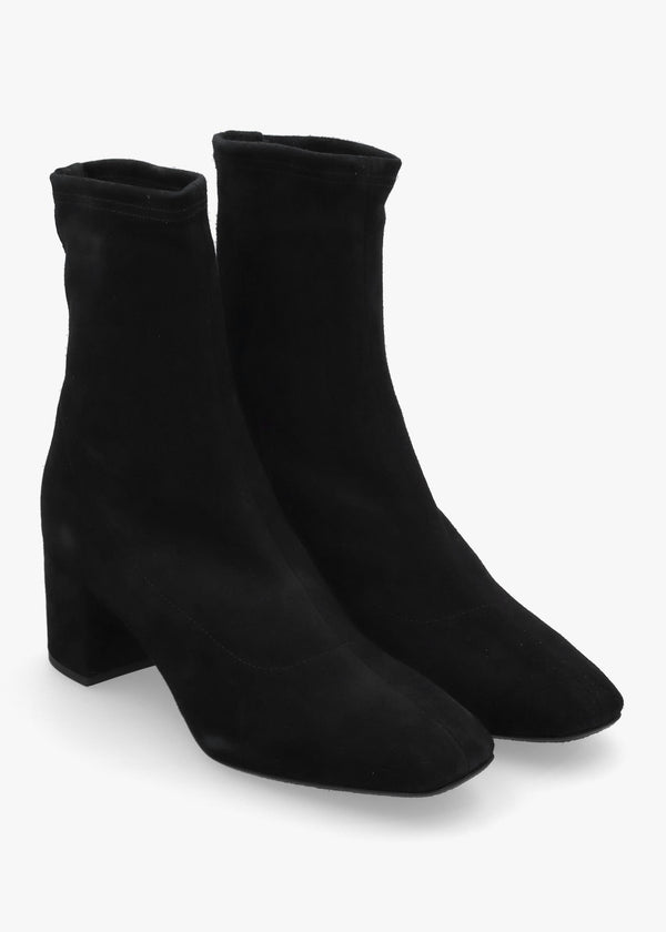 Mattino Black Suede Sock Ankle Boots
