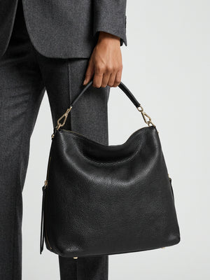 Daniel Maya Black Leather Hobo Bag