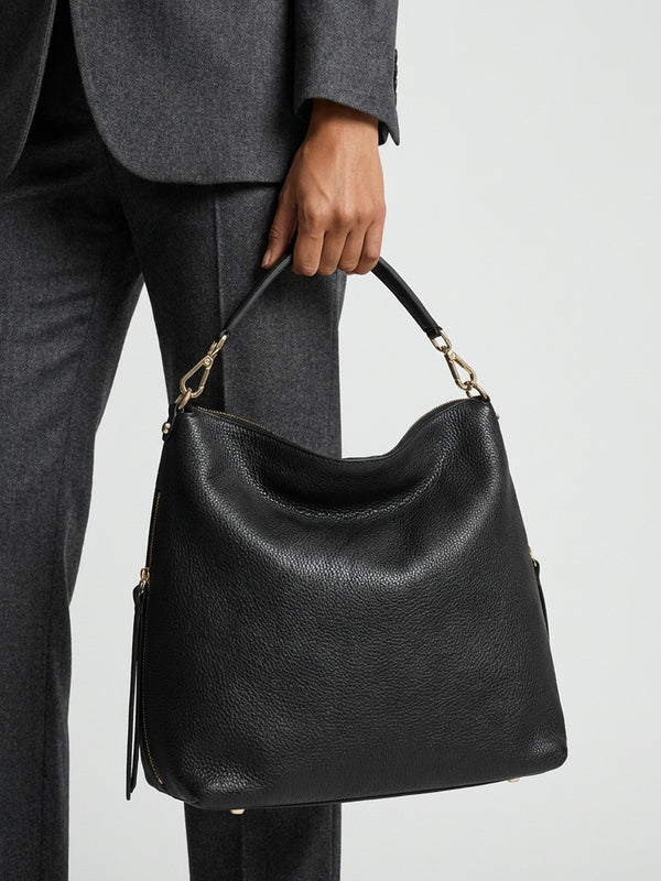 Daniel Maya Black Leather Hobo Bag