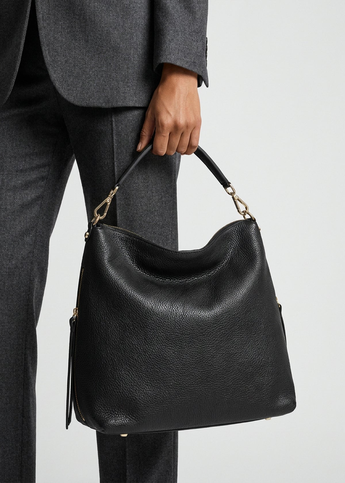 Daniel Maya Black Leather Hobo Bag