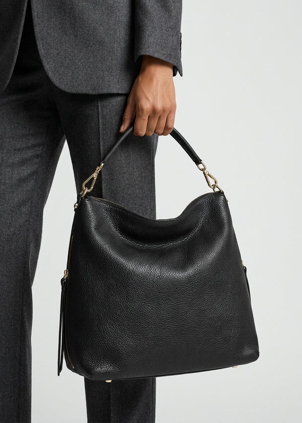 Daniel Maya Black Leather Hobo Bag