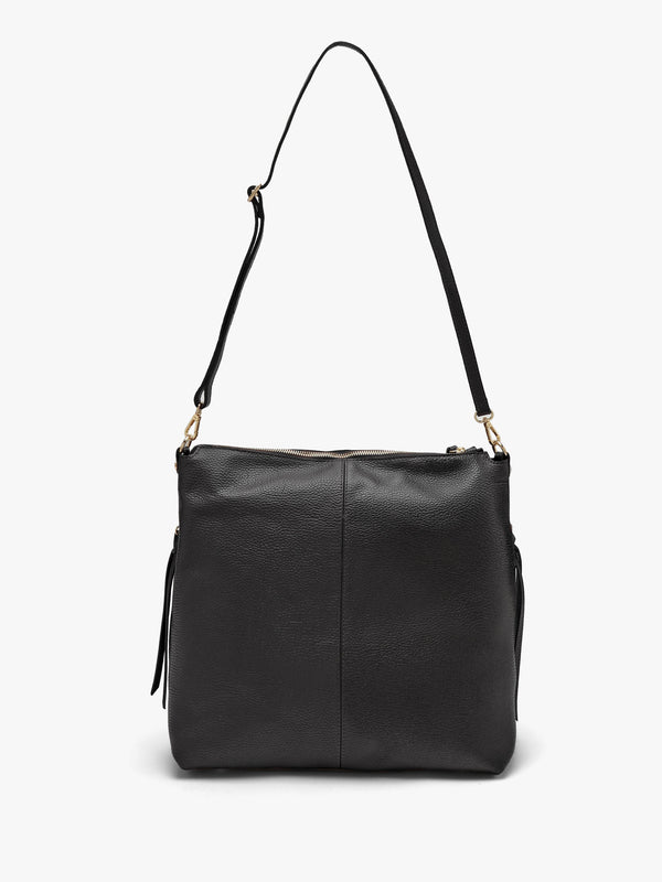 Maya Black Leather Hobo Bag