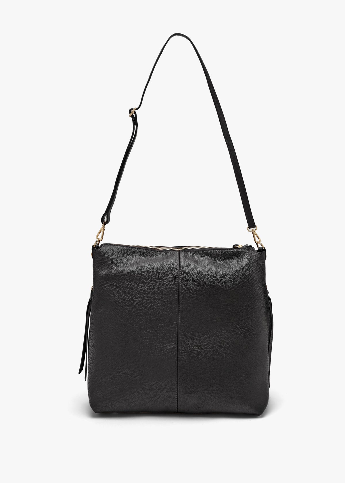 Maya Black Leather Hobo Bag