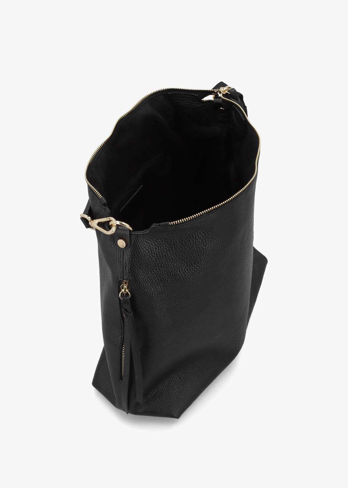 Maya Black Leather Hobo Bag