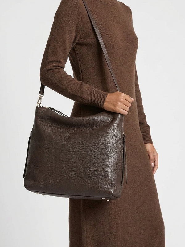 Maya Brown Leather Hobo Bag