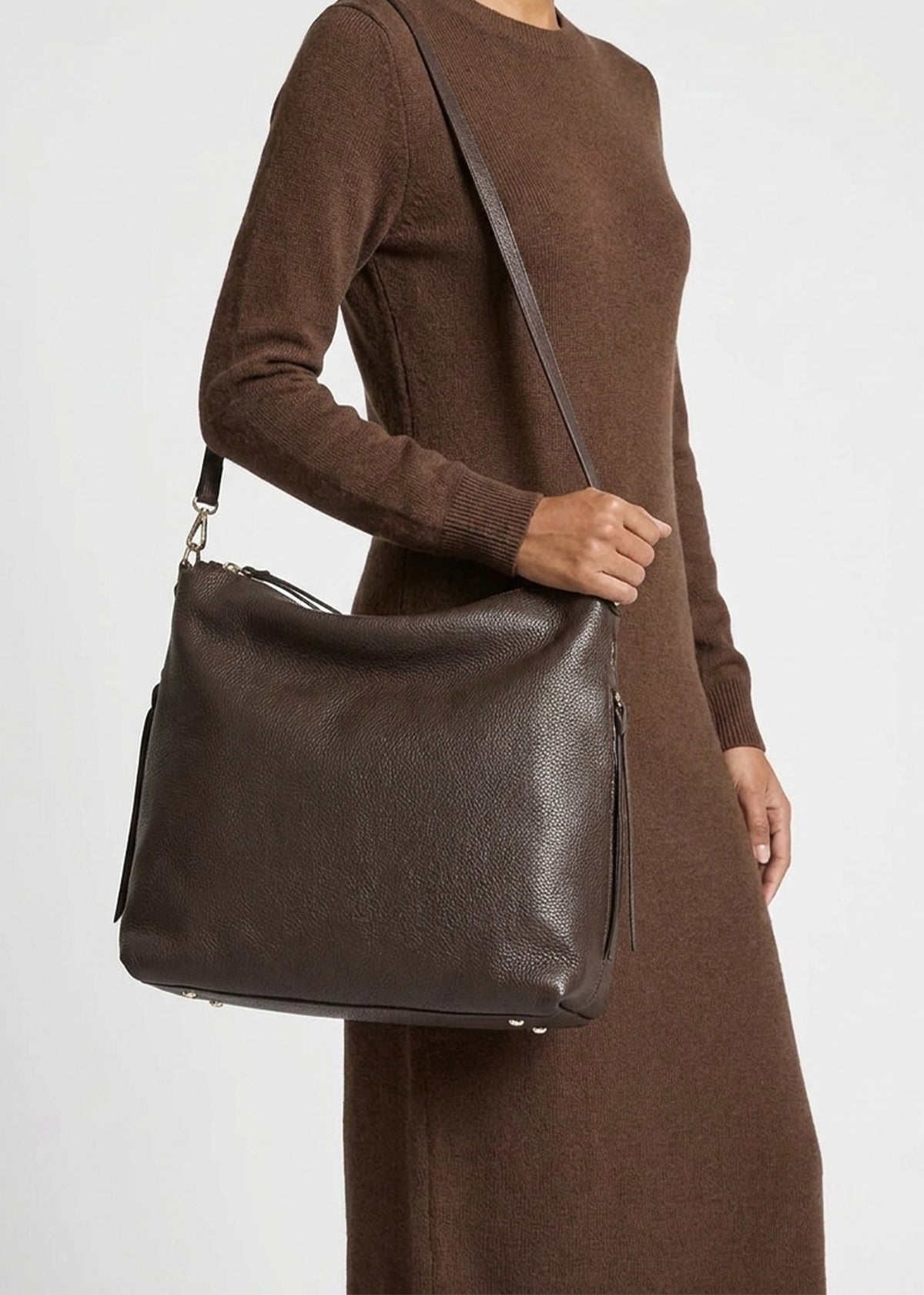 Maya Brown Leather Hobo Bag