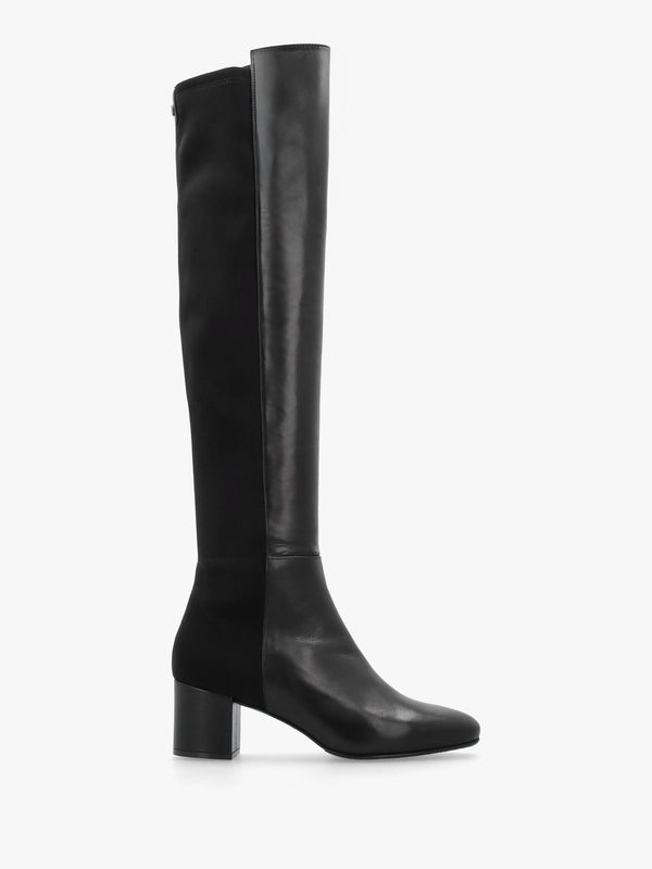 Daniel Mondo Black Leather Block Heel Over Knee Boots