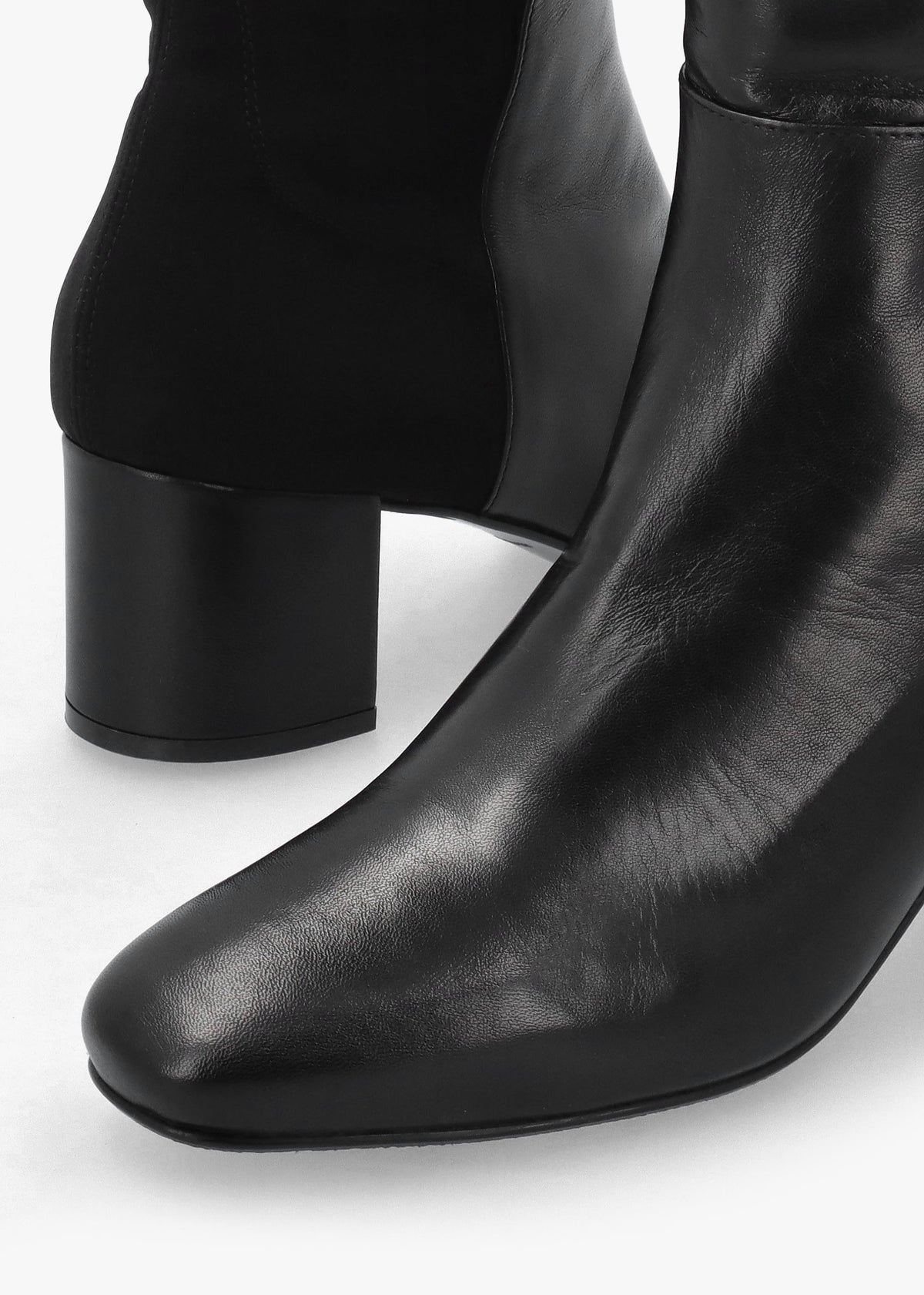 Daniel Mondo Black Leather Block Heel Over Knee Boots