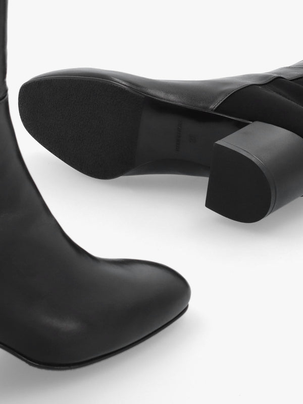 Daniel Mondo Black Leather Block Heel Over Knee Boots