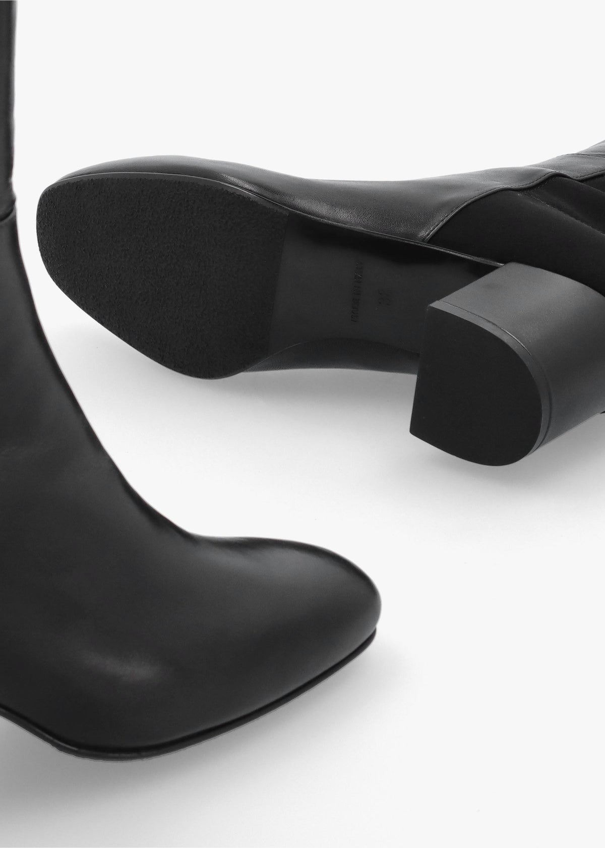 Daniel Mondo Black Leather Block Heel Over Knee Boots