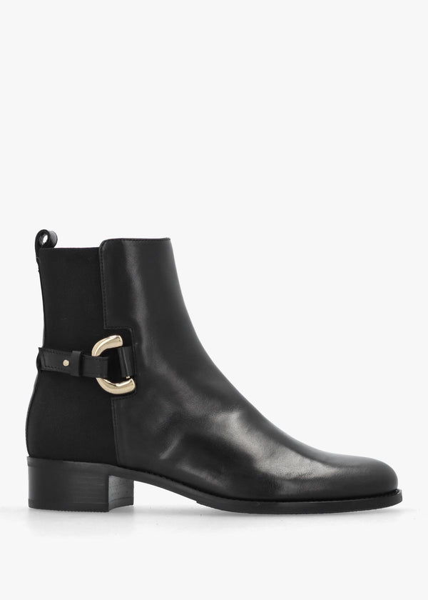 Mornorio Black Leather Ankle Boots