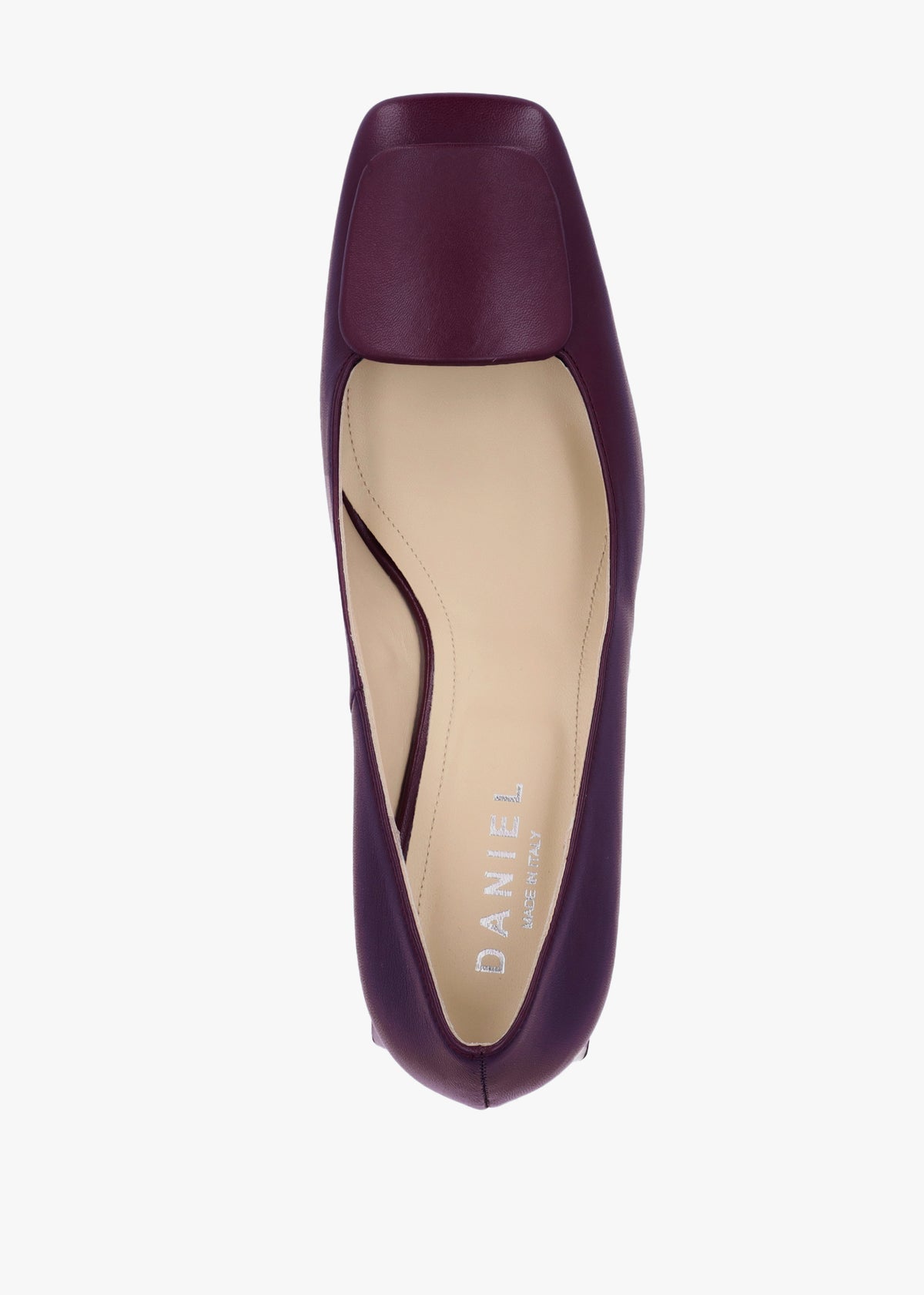 Nessie Burgundy Leather Block Heel Court Shoes