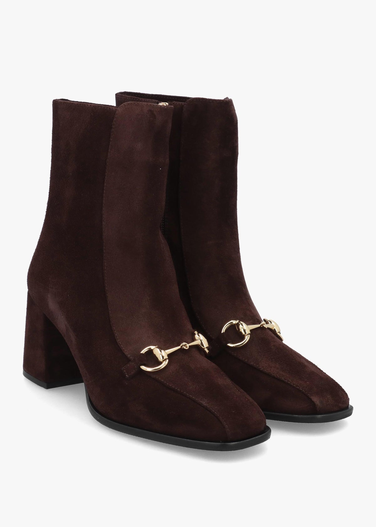 Clae Prim Brown Suede Snaffle Block Heel Ankle Boots