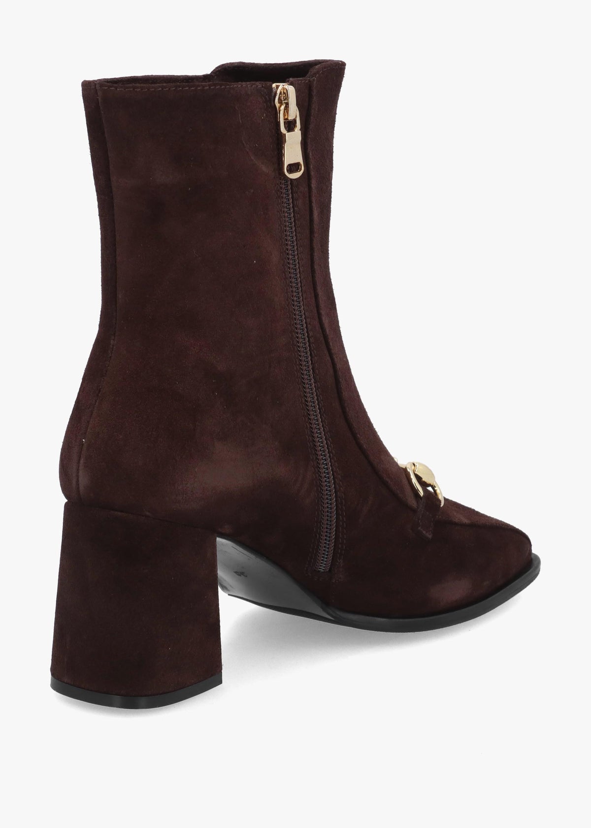 Clae Prim Brown Suede Snaffle Block Heel Ankle Boots
