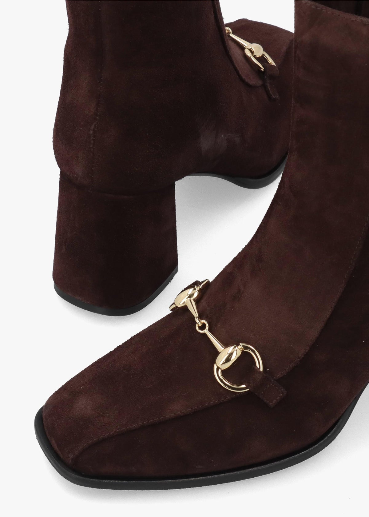 Clae Prim Brown Suede Snaffle Block Heel Ankle Boots