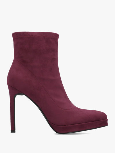 DANIEL Ranny Burgundy Suedette Platform High Heel Ankle Boots
