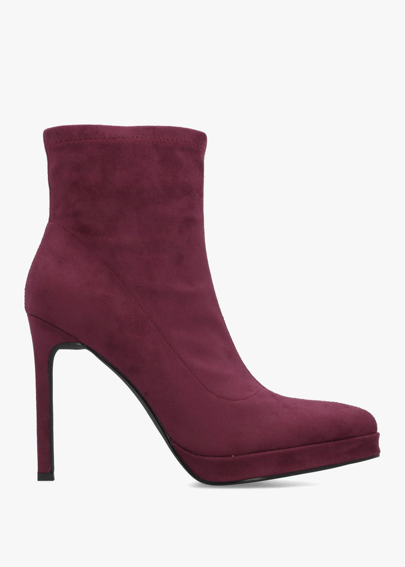 DANIEL Ranny Burgundy Suedette Platform High Heel Ankle Boots