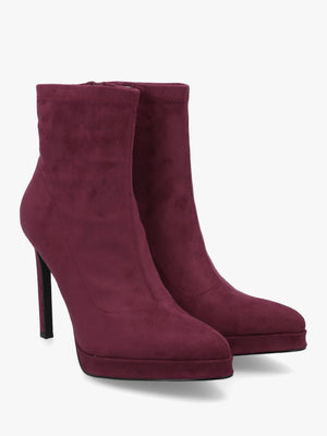 DANIEL Ranny Burgundy Suedette Platform High Heel Ankle Boots