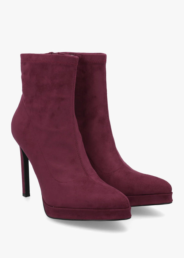 DANIEL Ranny Burgundy Suedette Platform High Heel Ankle Boots