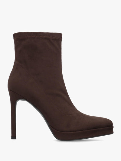 DANIEL Ranny Brown Suedette Platform High Heel Ankle Boots