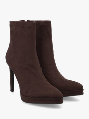DANIEL Ranny Brown Suedette Platform High Heel Ankle Boots