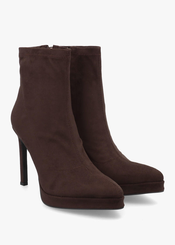 DANIEL Ranny Brown Suedette Platform High Heel Ankle Boots